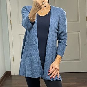 Eileen Fisher Blue 100% Wool Essential Open Cardigan size XS